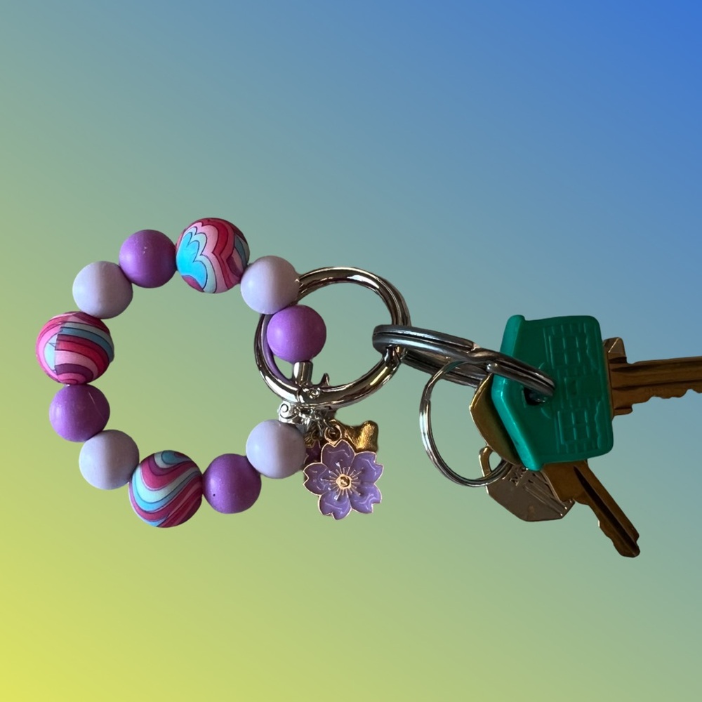 Art Deco Theme Mini Beaded Keychain / Tumbler Cup Charm / Purse Charm - Picture 3 of 5